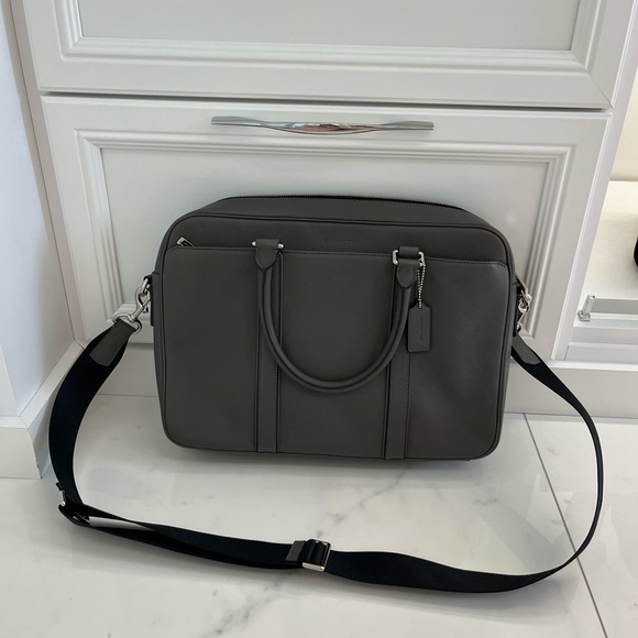 Coach Bags Coach Leather Laptopbriefcase Gray Poshmark
